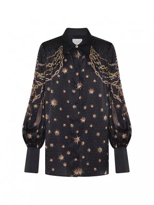 Шелковая блузка с цепочкой и звездами Camilla, цвет soul of a star gazer CAMILLA