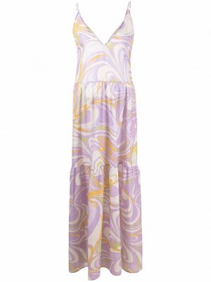 Длинное платье с V-образным вырезом и принтом Onde Emilio Pucci. Цвет: фиолетовый