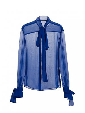 Полупрозрачная блузка с завязками на воротнике Laquan Smith, цвет royal Smith