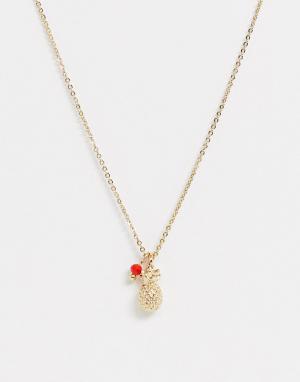 Ожерелье с подвеской ананас -Золотой Miss Selfridge
