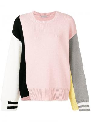 Асимметричный свитер дизайна колор-блок MRZ. Цвет: розовый