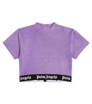 Укороченный топ из джерси с логотипом , фиолетовый Palm Angels Kids