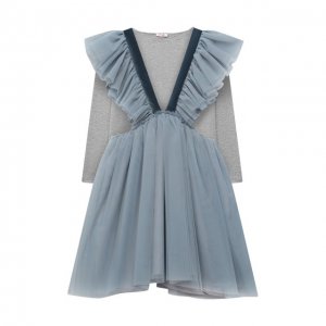 Комплект из платья и пуловера Il Gufo. Цвет: синий