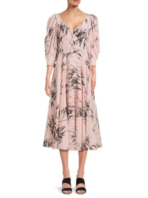 Шелковое платье-миди с цветочным принтом Alexander Mcqueen, цвет Rose McQueen