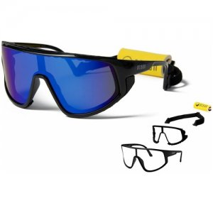 Спортивные очки WaterKilly Черные/Зеркально-синие линзы OCEAN. Цвет: черный