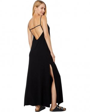 Платье Heirloom Wovens Low Back Strappy Side Slit Maxi Dress, реальный черный Chaser