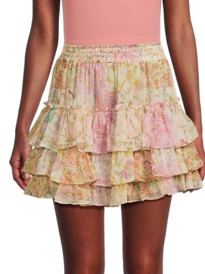 Многоярусная мини-юбка с принтом Marina Misa Los Angeles, цвет Pink Multi Angeles