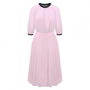Шелковое платье с отделкой пайетками Prada. Цвет: розовый