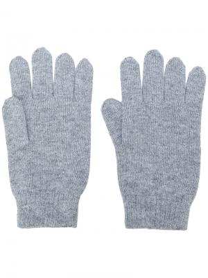 Перчатки в рубчик N.Peal. Цвет: серый