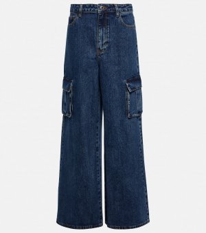 Широкие джинсовые брюки карго со средней посадкой SELF-PORTRAIT, синий Self-Portrait
