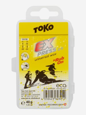 Мазь скольжения TOKO Express Rub-On 40 г 0 °C — -30 °C, Желтый. Цвет: желтый