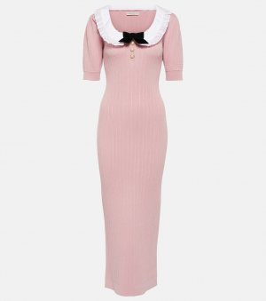 Украшенное платье миди из смесового хлопка ALESSANDRA RICH, розовый Rich