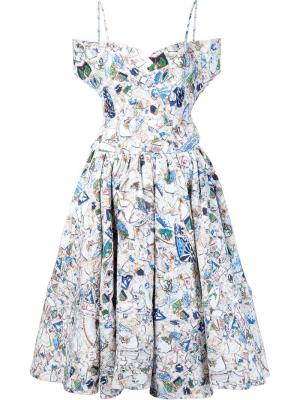 Floral print flared dress Jonathan Cohen. Цвет: белый