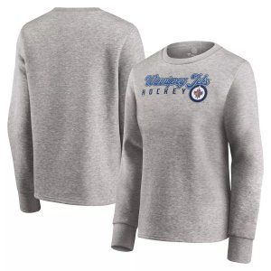 Женский серый пуловер с надписью Winnipeg Jets Fan Favorite Script Fanatics