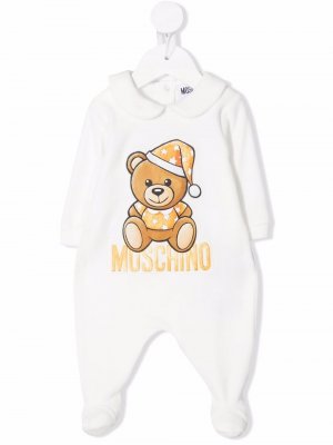 Пижама с принтом Teddy Bear Moschino Kids. Цвет: белый