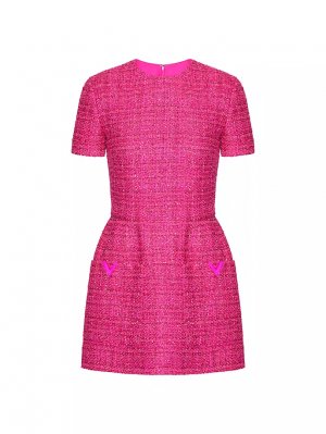 Короткое платье из светлого твида с глазурью , розовый Valentino Garavani
