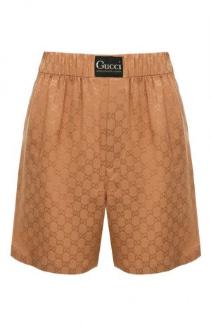 Шелковые шорты Gucci. Цвет: бежевый