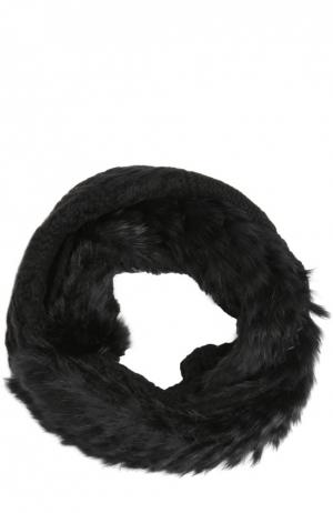 Вязаный шарф с отделкой из меха кролика Diane Von Furstenberg. Цвет: черный
