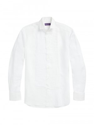 Рубашка из льняного смокинга со складками , белый Ralph Lauren Purple Label