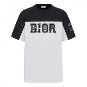 Футболка Men's DIOR Logo Colorblock Round Neck Short Sleeve White T-Shirt, белый