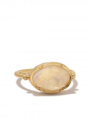 Кольцо Orbit из желтого золота с лунным камнем и бриллиантами Brooke Gregson. Цвет: белый