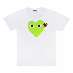 Футболка PLAY Red Emblem Heart, цвет Белый/Зеленый Comme des Garçons