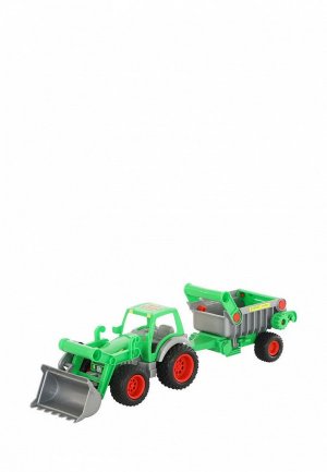 Игрушка Wader Фермер-техник, трактор-погрузчик с полуприцепом (в коробке). Цвет: зеленый