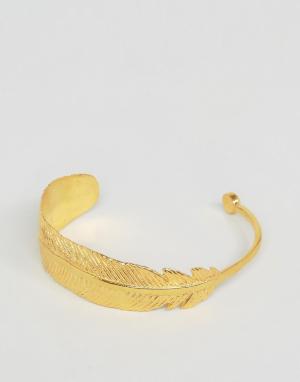 Браслет-манжета в виде пера Ottoman Hands. Цвет: золотой