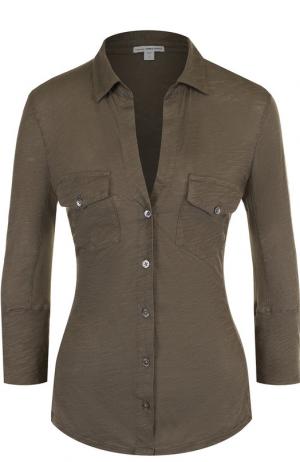 Приталенная блуза с укороченным рукавом James Perse. Цвет: хаки