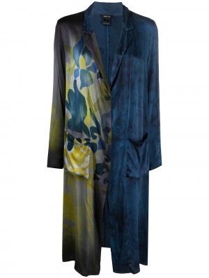 Длинное пальто с цветочным принтом Avant Toi. Цвет: синий
