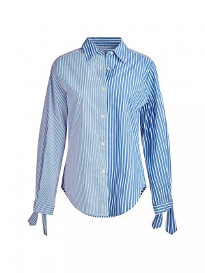 Полосатая блузка Gen с завязками на манжетах , цвет blue stripe Halston