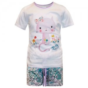 Пижама 11054-2 для девочки, цвет молочный, размер 110-116 N.O.A.. Цвет: белый/зеленый/розовый