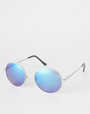 Круглые солнцезащитные очки с линзами в стиле ретро Black Phoenix. Цвет: серебряный