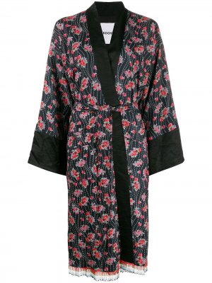 Халат-кимоно с цветочным принтом Koché. Цвет: черный