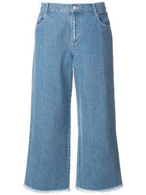 Широкие джинсы с необработанными краями Sandy Liang. Цвет: синий