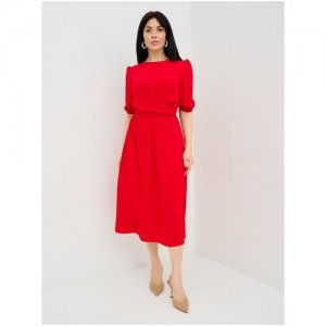 Женское платье Olya Stoff, офисное, повседневное, большого размера, хлопковое, нарядное, длинное вечернее, миди Stoforandova. Цвет: красный