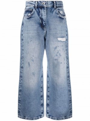 Укороченные джинсы с эффектом потертости Patrizia Pepe. Цвет: синий