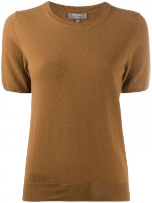 Кашемировая футболка с круглым вырезом N.Peal. Цвет: коричневый