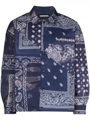 Куртка-рубашка с принтом в технике пэчворк Neighborhood. Цвет: синий