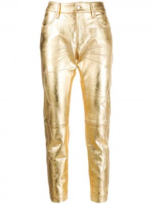 Укороченные брюки с вышивкой Golden Goose. Цвет: золотистый