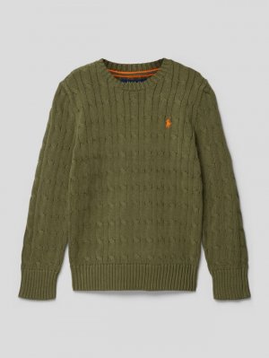Вязаный свитер узором «КАБЕЛЬ» модель , темно-зеленый Polo Ralph Lauren
