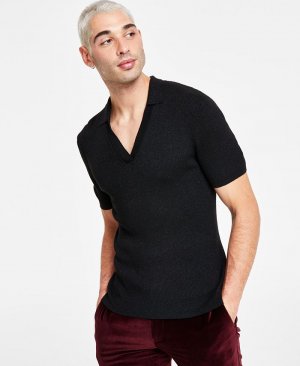 Мужской свитер-рубашка-поло классической вязки с v-образным вырезом , черный I.N.C. International Concepts