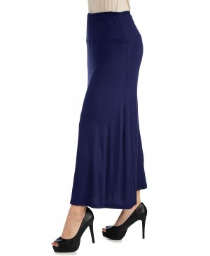 Женская макси-юбка больших размеров с эластичной резинкой на талии, синий 24Seven Comfort Apparel