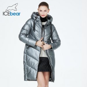 2023 новая зимняя женская куртка с капюшоном модная повседневная тонкая теплая хлопковая средней длины брендовые женские парки GWD20302D ICEbear