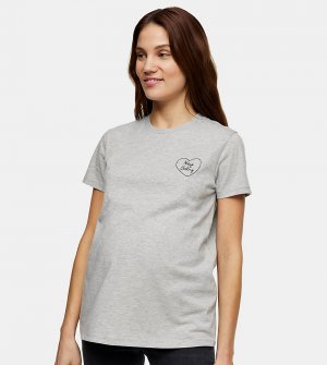 Серая футболка с принтом Hey Baby -Серый Topshop Maternity