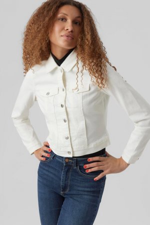 Короткая женская джинсовая куртка , белый Vero Moda