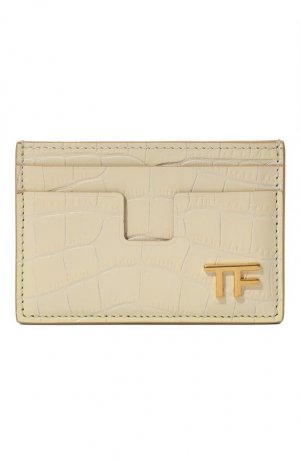 Кожаный футляр для кредитных карт Tom Ford. Цвет: кремовый