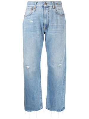 Укороченные джинсы с эффектом потертости R13. Цвет: синий