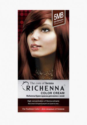 Краска для волос Richenna с хной корейская Color Cream, Dark Mahogany, 5MB. Цвет: коричневый