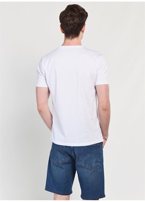 Белая мужская футболка с круглым вырезом и стандартным узором принтом Ucla